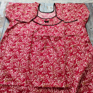Magenta color Summer Nighty for Women Batik Print