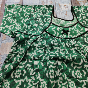 Green color Summer Nighty for Women Batik Print