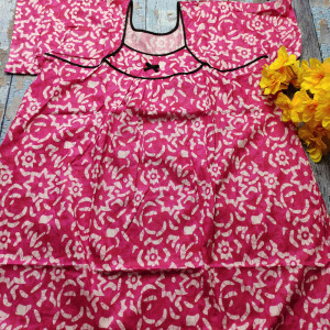 Pink color Summer Nighty for Women Batik Print