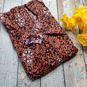 Brown color Nightwear - Batik Print Cotton Nighties for Women