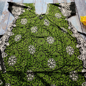Bright Green (Dhani) color Batik Print Cotton Nighties for Women
