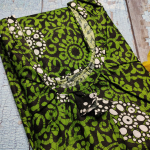 Bright Green (Dhani) color Batik Print Cotton Nighties for Women