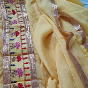Yellow color Embroidered Party Wear Suit