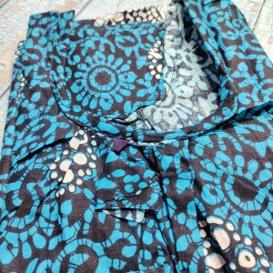 Blue color Batik Print Cotton Nighties for Women