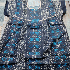 Blue color Summer Nighty for Women Batik Print