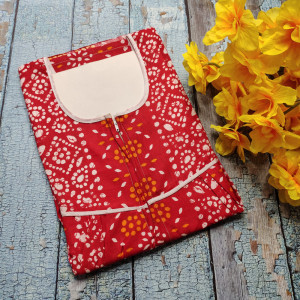Red color Nightwear - Summer Nighty for Women Batik Print