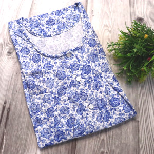 Blue color Nightwear - 4XL - Plus Size Pure Cotton Nighty for Women