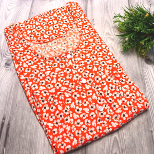 Orange color Nightwear - 4XL - Plus Size Pure Cotton Nighty for Women