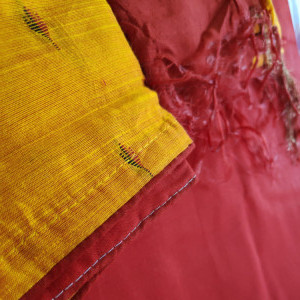 Yellow color Chanderi Handwork Party Wear Suit Material