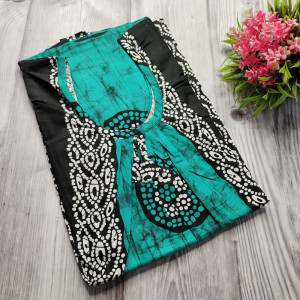 Green color Batik Print Cotton Nighty for Ladies 