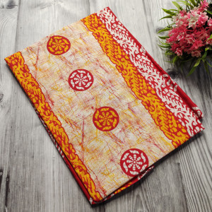 Yellow color Batik Print Cotton Nighty for Ladies 