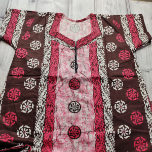 Pink color Batik Print Cotton Nighty for Ladies 