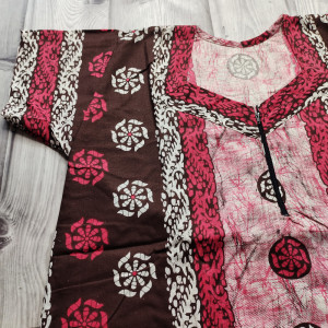 Pink color Batik Print Cotton Nighty for Ladies 