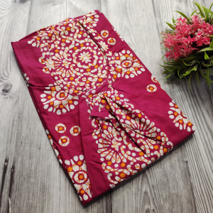 Magenta color Nightwear - Batik Print Cotton Nighty for Ladies 