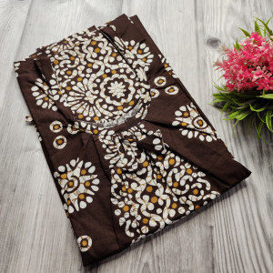 Brown color Nightwear - Batik Print Cotton Nighty for Ladies 