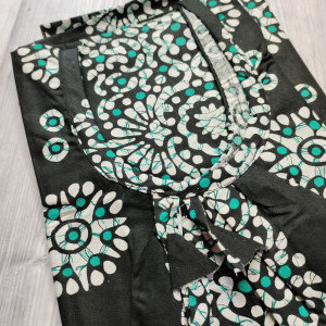 Dark Green color Batik Print Cotton Nighty for Ladies 