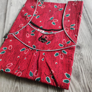 Red color Piping Neck XXL Cotton Printed nighty 