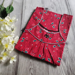 Red color Nightwear - Piping Neck XXL Cotton Printed nighty 