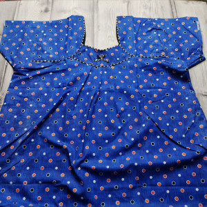 Blue color Piping Neck XXL Cotton Printed nighty 