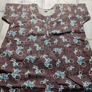 Brown color Piping Neck XXL Cotton Printed nighty 