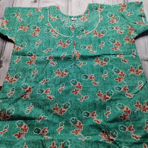 Green color Piping Neck XXL Cotton Printed nighty 