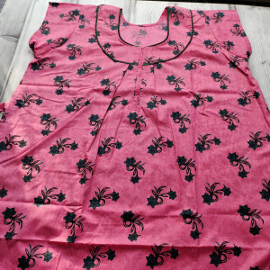 Pink color Premium Quality Pure Cotton Nighty for women 