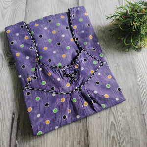 Purple color Nightwear - Piping Neck XXL Cotton Printed nighty 