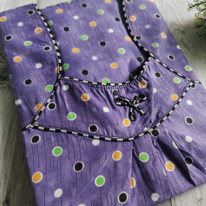 Purple color Piping Neck XXL Cotton Printed nighty 