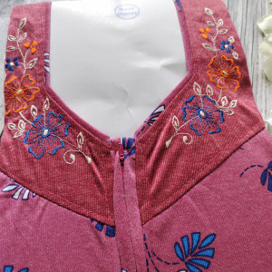 Pink color Embroidery work Hosiery Nighty for Women 