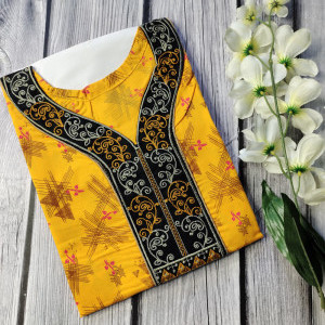 yellow color Nightwear - Lizzy Bizzy Beautiful Neck Pattern Nighty for Women 