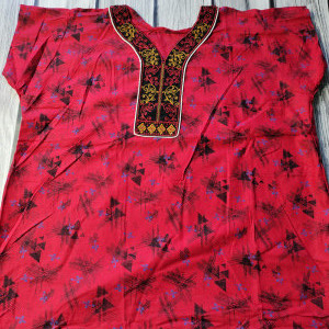 Red color Lizzy Bizzy Beautiful Neck Pattern Nighty for Women 