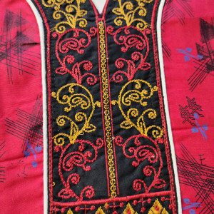 Red color Lizzy Bizzy Beautiful Neck Pattern Nighty for Women 