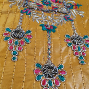 Mustard color Embroidered Party Wear Suit