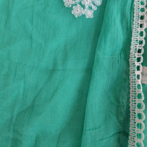 Greenish Blue color Festive/ Casual Wear Suit With Thread Embroidery and Pearl Work