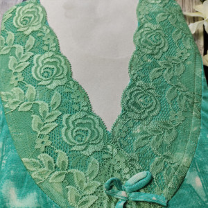 Green color Lace Neck Hosiery Nighty for Women 