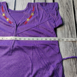 Purple color Light Embroidery work Plain Hosiery Nighty for Women 