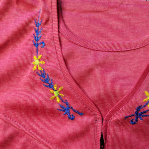 Pink color Light Embroidery work Plain Hosiery Nighty for Women 