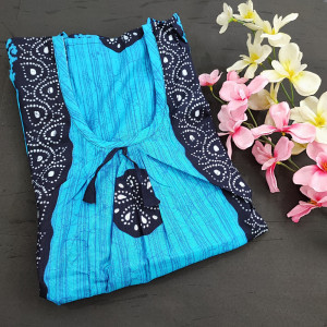 Blue color 2XL Cotton Batik Print Nighty