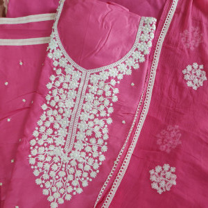 Pink color Festive/ Casual Wear Suit With Thread Embroidery and Pearl Work