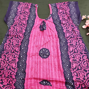 Magenta color 2XL Cotton Batik Print Nighty