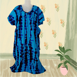 Blue color Nightwear - 5XL-7XL Plus size Cotton Nighty with Beautiful Prints