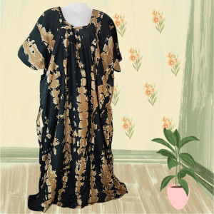 Beige color 5XL-7XL Plus size Cotton Nighty with Beautiful Prints