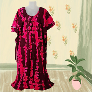 Magenta color Nightwear - 5XL-7XL Plus size Cotton Nighty with Beautiful Prints