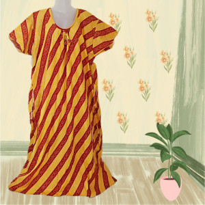 yellow color 5XL-7XL Plus size Cotton Nighty with Beautiful Prints