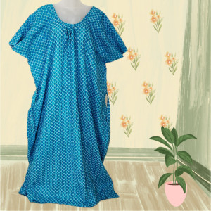 Blue color Nightwear - 5XL-7XL Plus size Cotton Nighty with Beautiful Prints