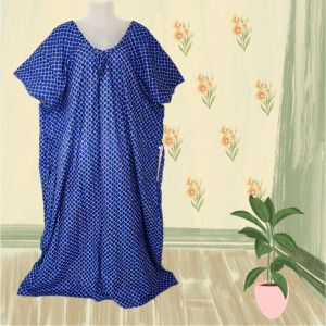 Royal Blue color 5XL-7XL Plus size Cotton Nighty with Beautiful Prints