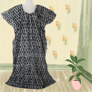 Grey color Nightwear - 5XL-7XL Plus size Cotton Nighty with Beautiful Prints