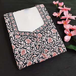 Black color Nightwear - 3XL-4XL Batik & Floral print Pure Cotton Nighty