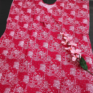 Dark Pink color Kaftan Nighty Pure Cotton