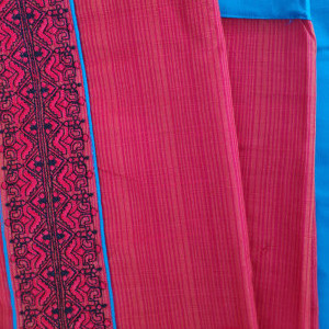 Red color Boutique style Casual/ Formal Wear Suit With Kantha Work Dupatta